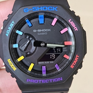 Hand-Painted Custom G-Shock GA-2100 | Unique Multicolor Dial & Bezel | Artistic Modified Watch for Men