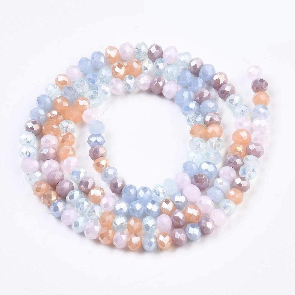 Perline Distanziatori Per Bigiotteria 10 Fili Di Perline Di Vetro Cristallo Sfaccettato 2mm - Rondelle Distanziatori Per Bracciali, Collane Fai Da Te Specchio Rotondo