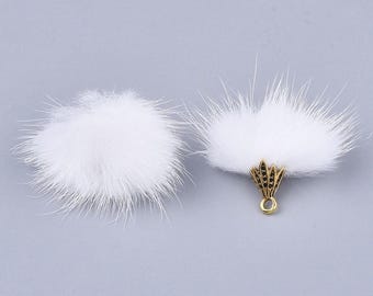 フェイクミンクファータッセル 4個入り 長さ20～30mm - ホワイト
