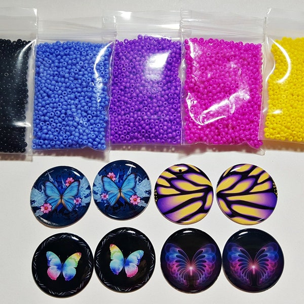 5 Bags Preciosa Czech Seed Beads 10/0 with Epoxy 4 Pairs of Quality Epoxy Butterfly Cabs