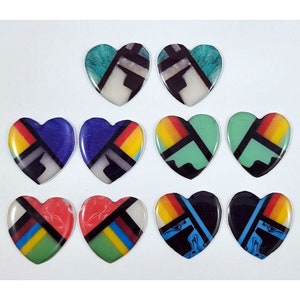 Mosaic Inlay Heart Epoxy Cabochon Beading Focal Center 10pcs Cab Set image 2