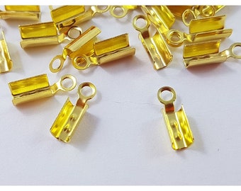 25mm Gold Crimp Ends Fold Over Jewlery Finding 50pcs