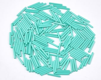 15mm Long Glass Bugle Beads: Turquoise 20g