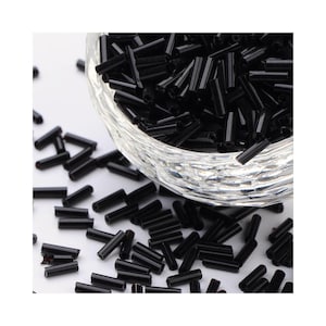 6 mm Glasperlen Röhrenperlen: Opak Schwarz 20g