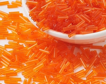 6mm Glasperlen Röhren: Transparent Orange 20g