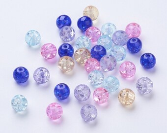 thumbnail image 2 of Fun Mix Of 50 Or 100 Crackle Glass Beads For Jewelry Making – 6mm Round Spacers 2 of 6
