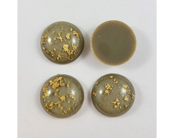 10 Stück - Goldfolie Harz Cabochon Flatback Verzierungen 18mm rund - Grau