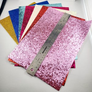 12x8" Glitter Vinyl Sheets, Pleather/Faux Leather Backing Fabric Material