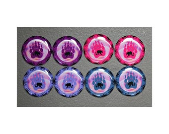 Bear Family in Paws 8pcs One Inch Round Epoxy Cabochon Beading Focal Center