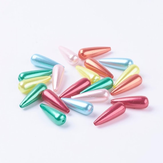 30x10mm Large Teardrop Plastic Beads Mixed Color Etsy