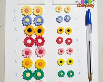 15mm/24mm Flower Resin Cabochons Assorted Sunflower Flatback Embellishments