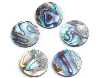 15mm Round Abalone Shell/Paua Shell Cabochon Coin 2pc