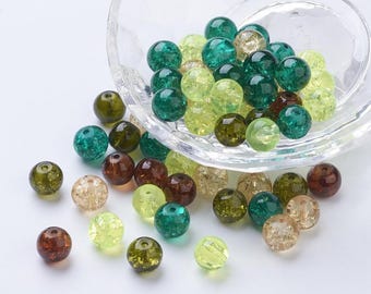 Vetro rotondo da 8 mm - Trasparente screpolato - Cioccolato e menta misti - 100 pezzi