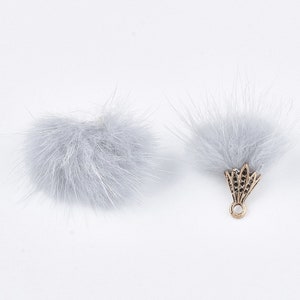 4pc Faux Mink Fur Tassels 20-30mm Long  - Light Grey