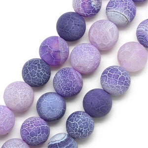 Cuentas de piedras preciosas de ágata desgastada natural de 4 mm, tira de 15&quot; - Orquídea teñida