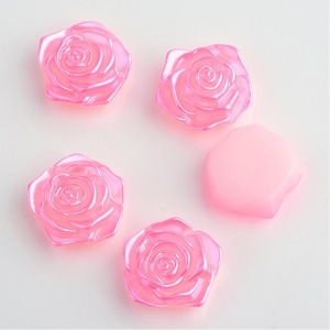 10 Stück - Hot Pink Satin Harz Flatback Rose Blume 18 mm