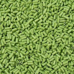 5mm Glass Bugle Beads: Opaque Light Green 20g