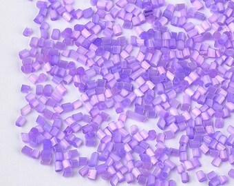 Satin Cats Eye Glass Barrel Seed Beads 20g bag Med Purple