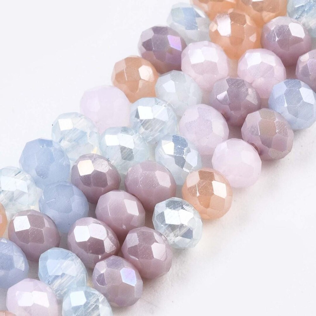 Perline Distanziatori Per Bigiotteria 10 Fili Di Perline Di Vetro Cristallo Sfaccettato 2mm - Rondelle Distanziatori Per Bracciali, Collane Fai Da Te Specchio Rotondo