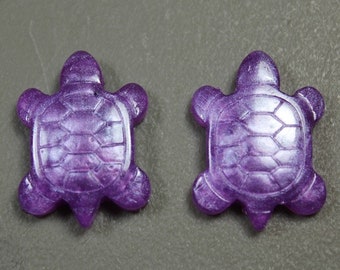 2pc Miniature dollhouse tiny Crystal Black Turtle beads flat backs findings New 