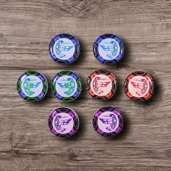 Native Hummingbirds 8pcs 1" Round Polyurethane Cabochon Beading  Not Epoxy