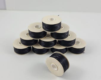 Płaszcze Nymo® Rozmiar B Czarny, Nić do koralików Nylon, 72 yd Średnica szpuli 02