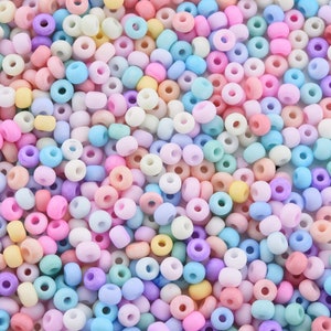 Perline di vetro 6/0, pastello, color macaron, rotonde, colori misti, confezione da 20 g