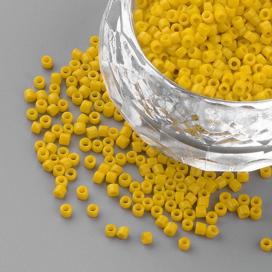 Opaque Yellow Glass Barrel Seed Beads 10g Bag Etsy