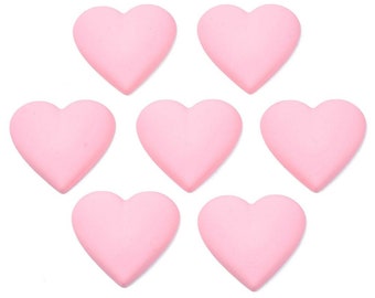 Matte Hearts Opaque Acrylic Cabochons Pink, 27x28x5mm 2pcs