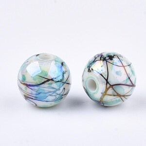 10mm Drawbench Acrylic Beads Round  - Turquoise Blue - 50 beads