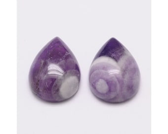 Natural Purple Amethyst Teardrop Cabochons, 18x13x6mm 4pcs