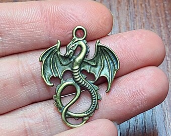 Dragon Pendant Tibetan Style Antique Bronze 35x28mm 2pc