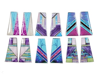 Mosaic Trapezoid Polyurethane Cabochon Beading 12pcs Cab Set Not Epoxy