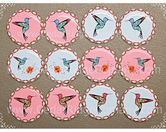 Whispering Hummingbirds 12pcs 1" Round Polyurethane Cabochon Beading Focal Center Not Epoxy