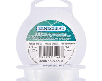 BENECREAT Monofiler Nylon Perlenfaden Angelschnur 01 mm 219 Yard