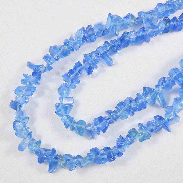 Blue Glass Chips Beads Etsy