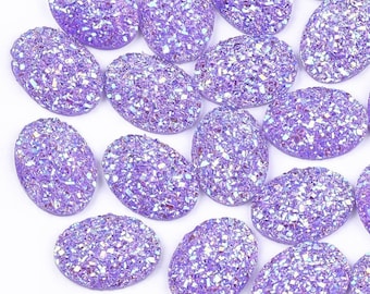 Druzy Oval Acryl Gemme 18 x 13 mm Flieder 10Stk