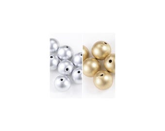 Spray Painted Acrylic Beads - Round, Gold or Silver (18mm, 10pcs)
