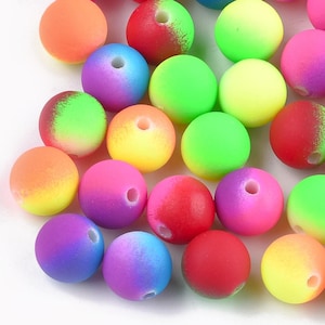 Rubberized Acrylic Beads - 2-Tone Round Beads, Mixed Colors (8mm, 70pcs, 20g)