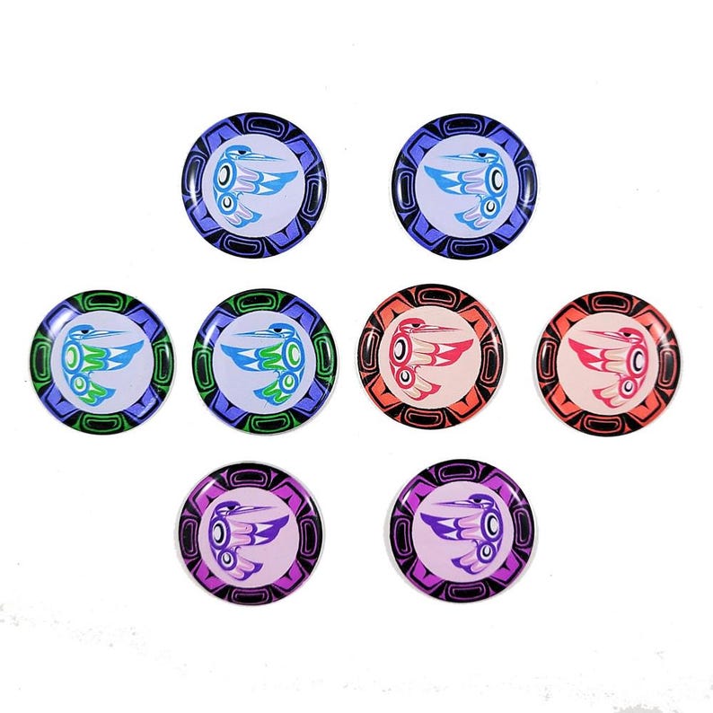 Native Hummingbirds 8pcs 1" Round Polyurethane Cabochon Beading Not Epoxy image 2