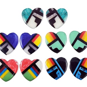 Mosaic Inlay Heart Epoxy Cabochon Beading Focal Center 10pcs Cab Set image 1