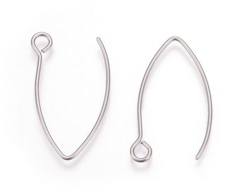 Stainless Steel Earring Hooks, Ear Wire, with Horizontal Loop, 26x155mm, Hole: 25mm, Pin  08mm