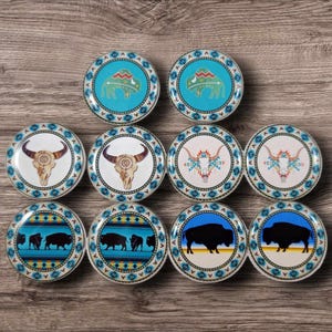 Buffalo 10pcs One Inch Round Epoxy Cabochon Beading Focal Center