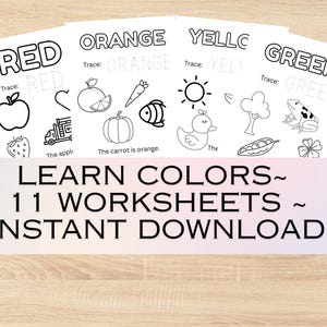 Coloring Worksheets for Kids ~ Learn Colors Preschool Worksheets ~ Printable PDF Tracing & Coloring Pages ~ Toddler Homeschool Activity