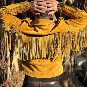 Men&#39;s Brown Suede Fringe Jacket: Western Cowboy Style