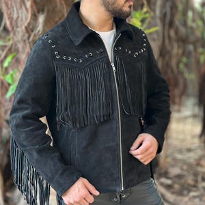 Black Cow Suede Western Fringe Jacket: Cowboy Style