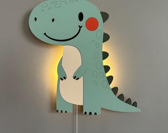 Green Dinosaur Wall Light - Adorable LED Lamp for Kids Room, Cozy Nursery Night Light