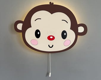 Cute Monkey Wall Light - Adorable LED Lamp for Kids Room, Cozy Nursery Night Light
