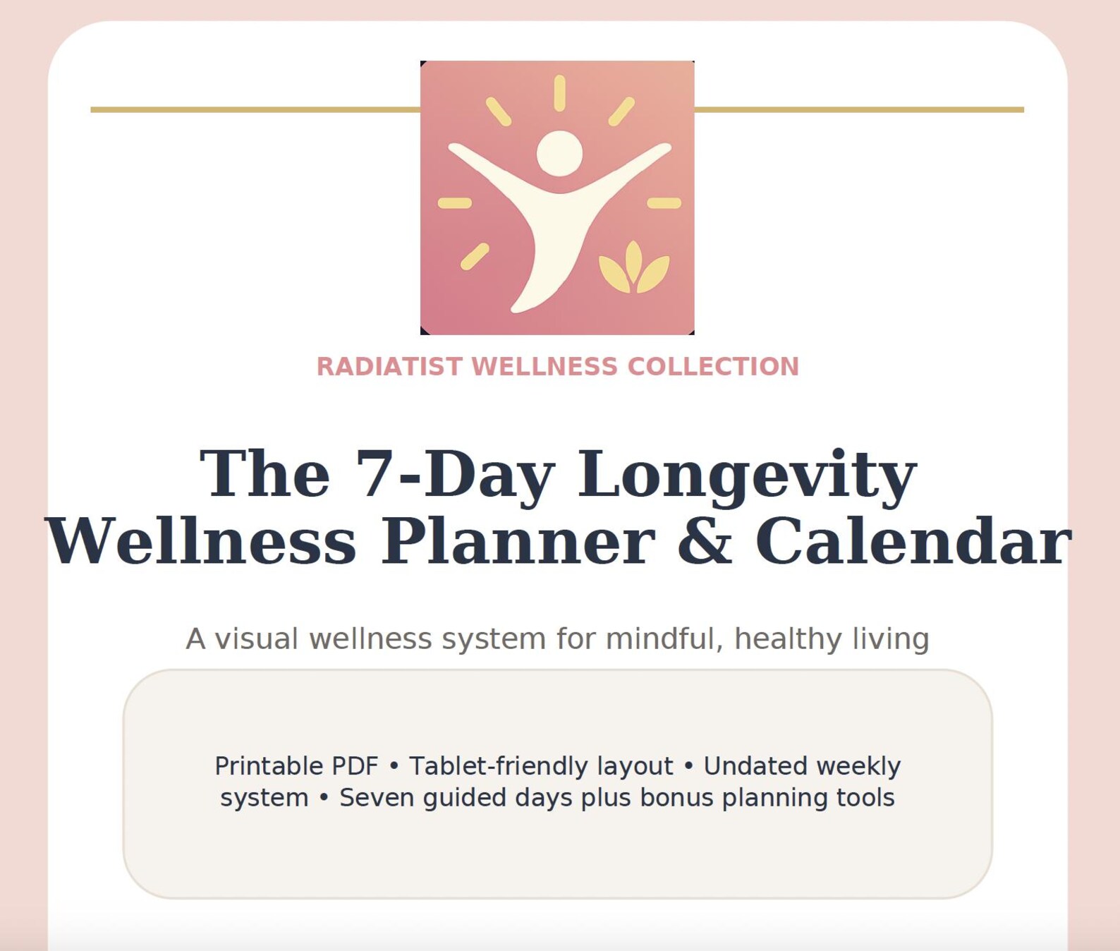 Weekly Wellness Routine Pdf 7 Day Wellness Planner Printable, Longevity Planner PDF, Digital Self ...