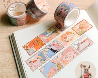 Sincerely, Ohwelladays | Stamp Washi Tape - Greetings, letters, stamp, snail mail, journaling, journal supplies, junk journal